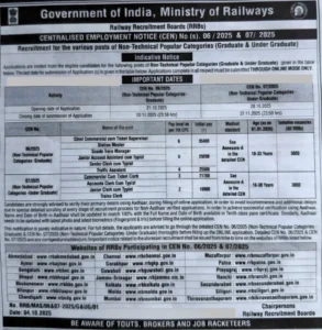 RRB NTPC Short Notice 2025
