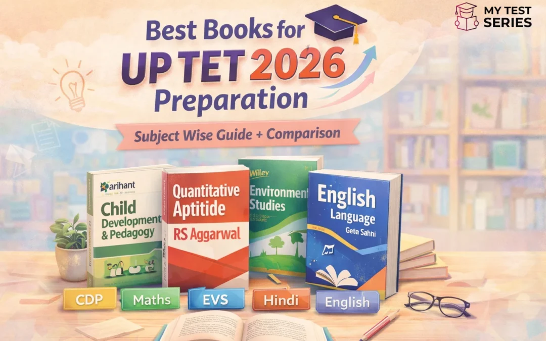 Best books for UPTET 2026 preparation including Arihant, RS Aggarwal, Pearson, and Wiley subject wise study materials
