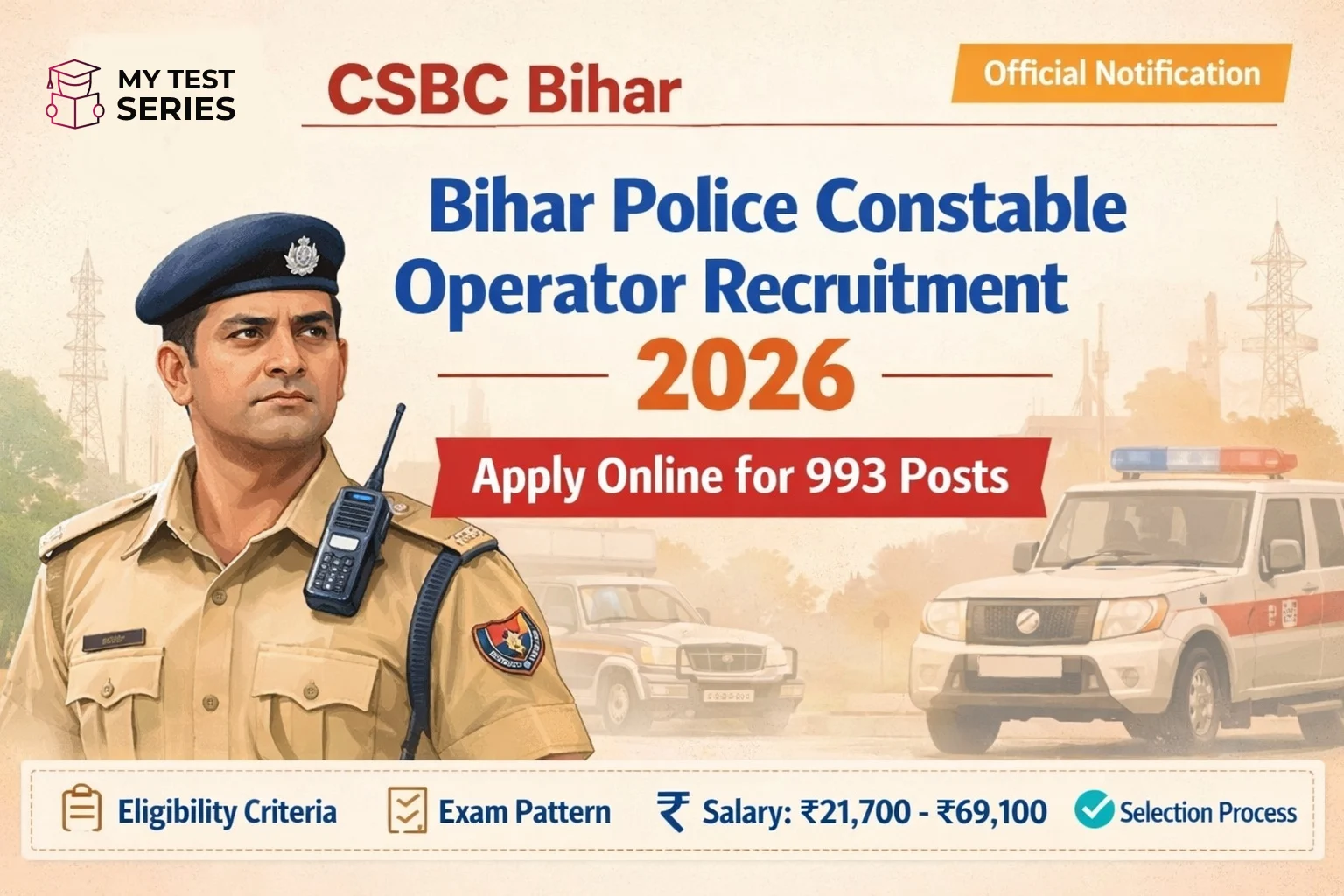 Bihar Police Constable Operator Vacancy 2026 Notification Bihar Police Constable Operator Recruitment 2026 Apply Online for 993 Posts