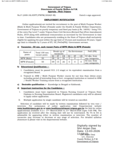 Tripura MPW notification