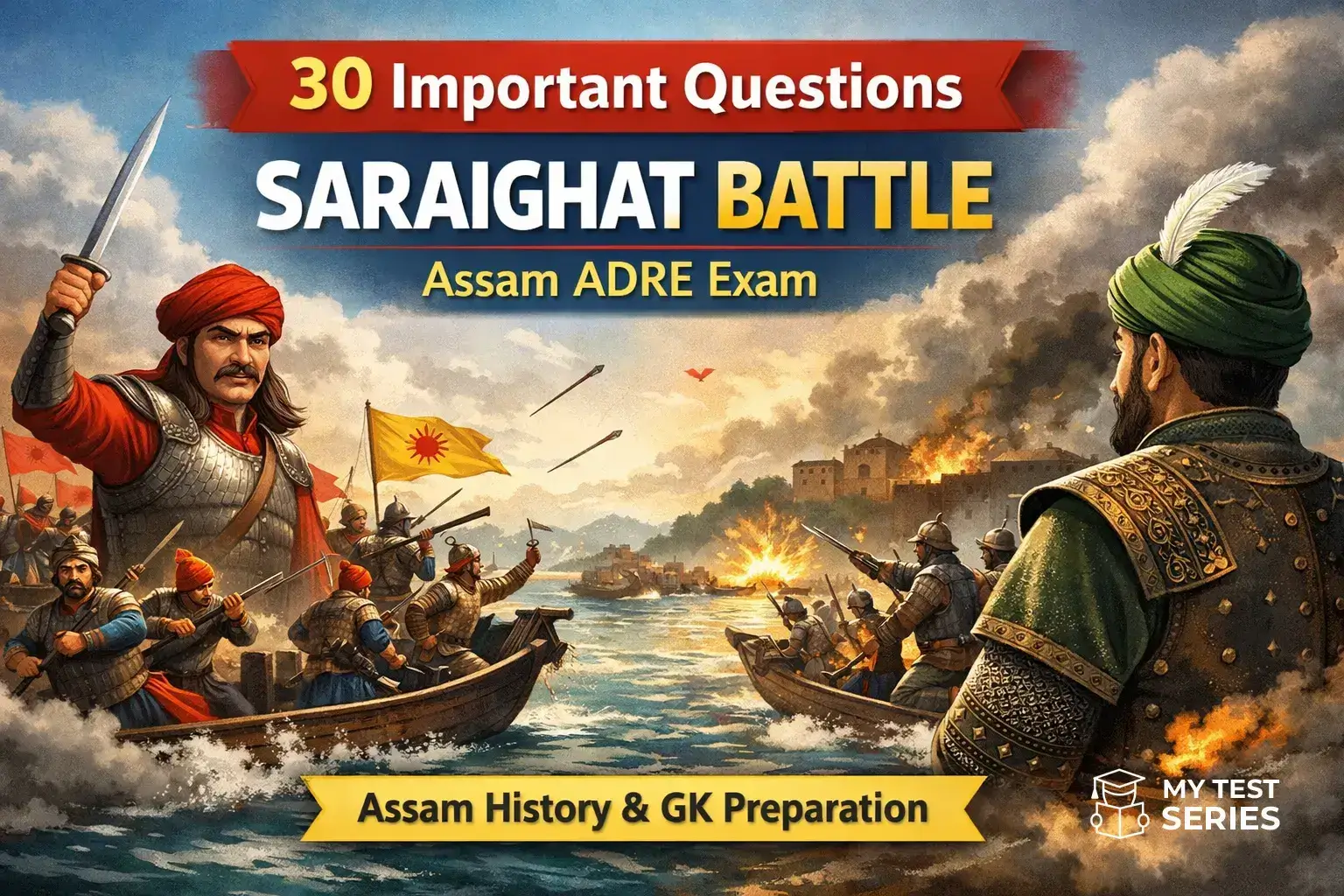 Saraighat Battle Important for Assam ADRE Exam Saraighat battle 1671 Lachit Borphukan Assam history ADRE preparation