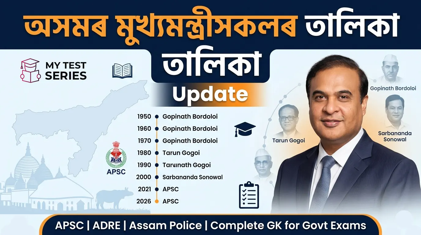assam-chief-ministers-list অসমৰ মুখ্যমন্ত্ৰীসকলৰ তালিকা ১৯৫০ৰ পৰা ২০২৬ লৈকে হিমন্ত বিশ্ব শৰ্মা Caption: অসমৰ সকলো মুখ্যমন্ত্ৰীৰ সম্পূৰ্ণ তালিকা