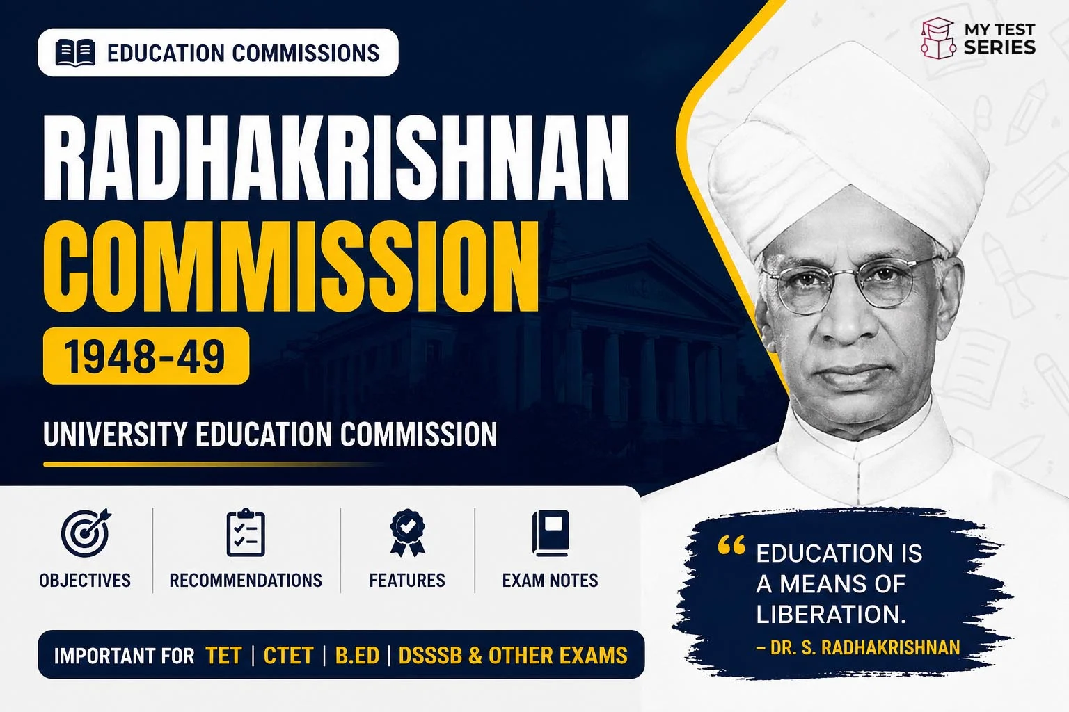 Radhakrishnan Commission 1948-49 notes objectives recommendations