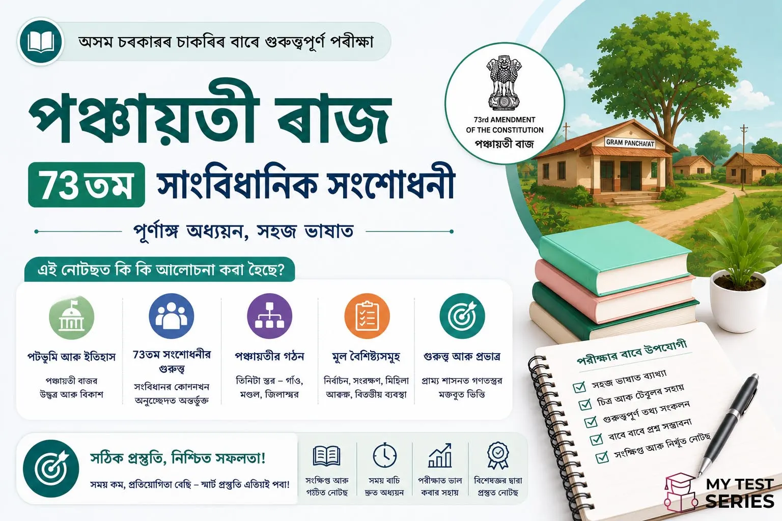 পঞ্চায়তীৰাজ আইন ও ৭৩তম সাংবিধানিক সংশোধনী অসমীয়া 2026 — সম্পূৰ্ণ গাইড | MyTestSeries