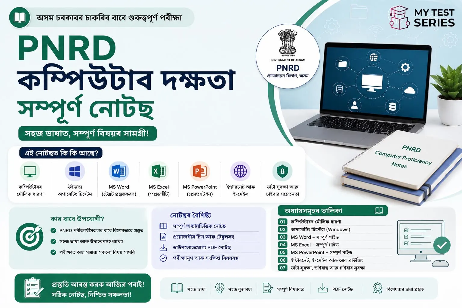 PNRD Assam Computer Proficiency Complete Notes in Assamese 2026 with MCQs