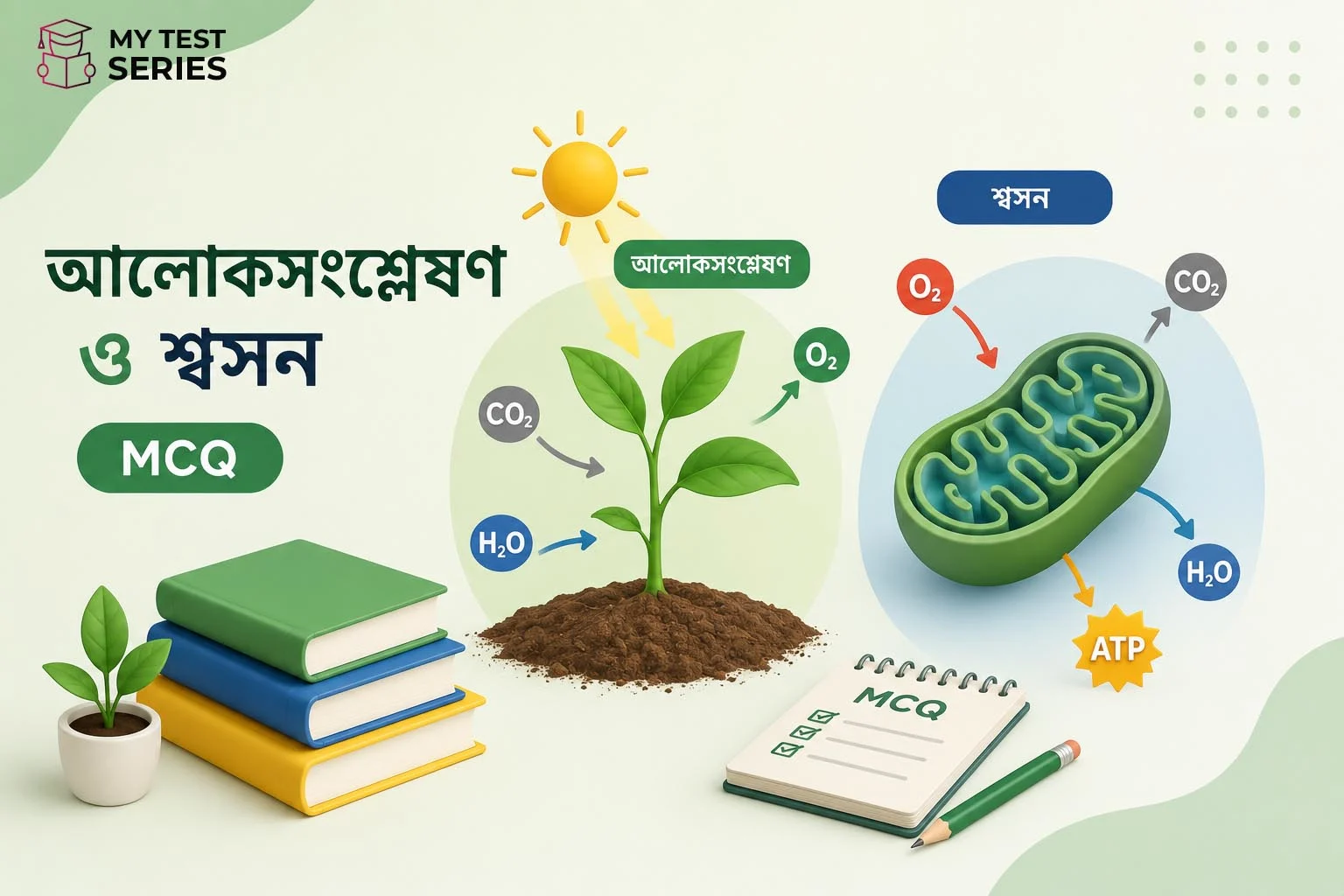 সালোকসংশ্লেষণ ও শ্বসন — TET বিজ্ঞান সম্পূর্ণ গাইড + ২০টি MCQ অনলাইন টেস্ট | MyTestSeries