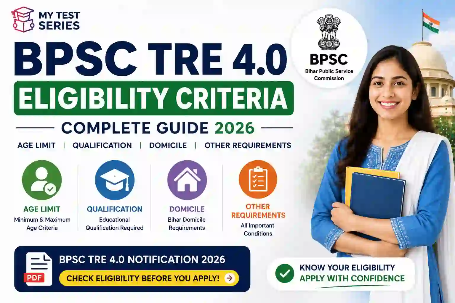 BPSC TRE 4.0 eligibility criteria 2026 including age limit qualification and domicile
