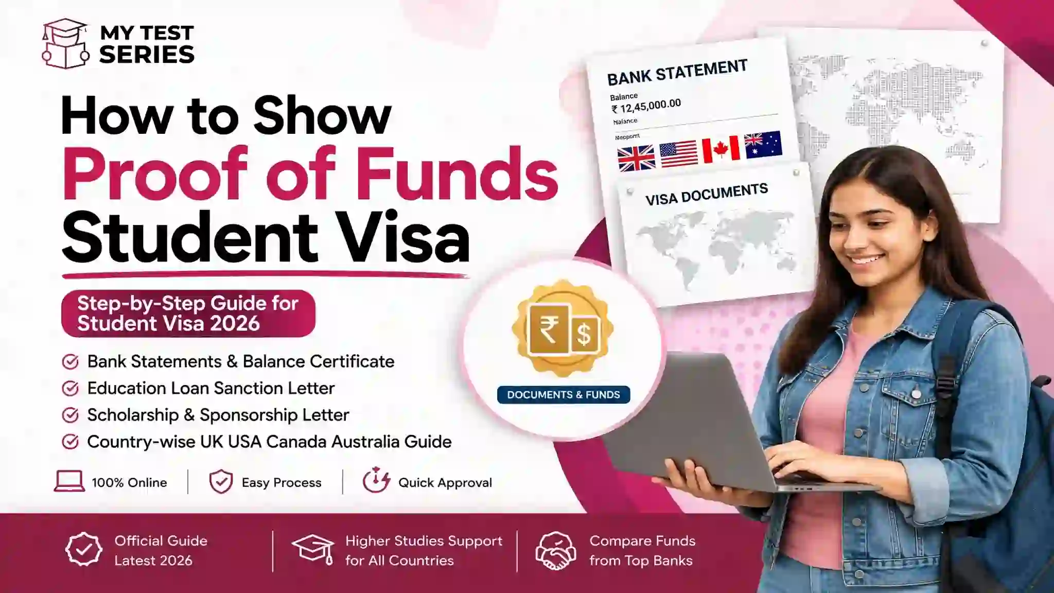 How to Show Proof of Funds for Student Visa 2026 - Bank statement and visa documents for UK USA Canada Australia