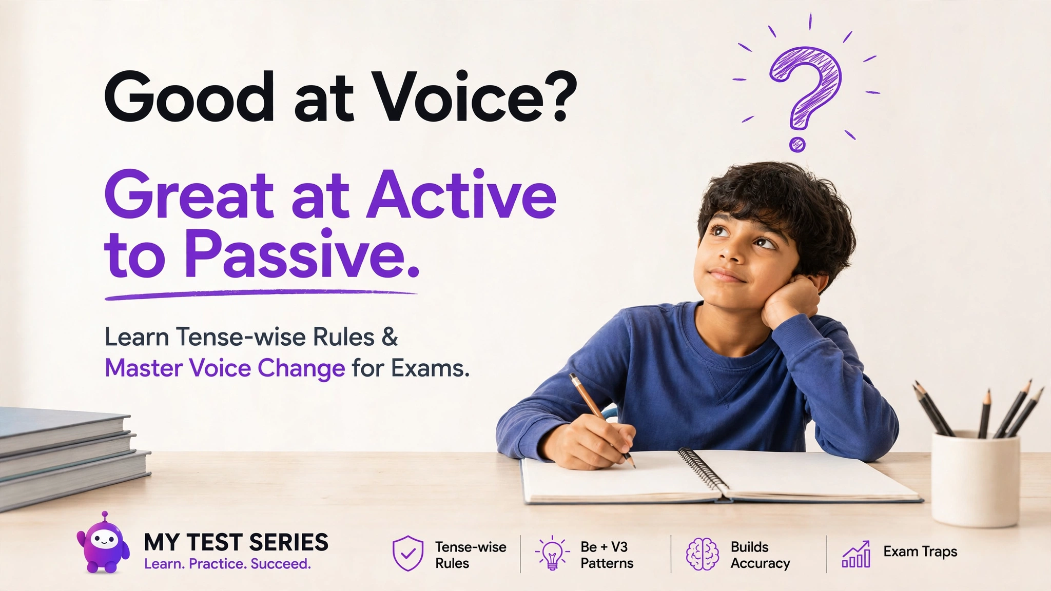 Active and Passive Voice Rules and MCQ - Tense-wise Voice Change Be Plus V3 for Competitive Exams