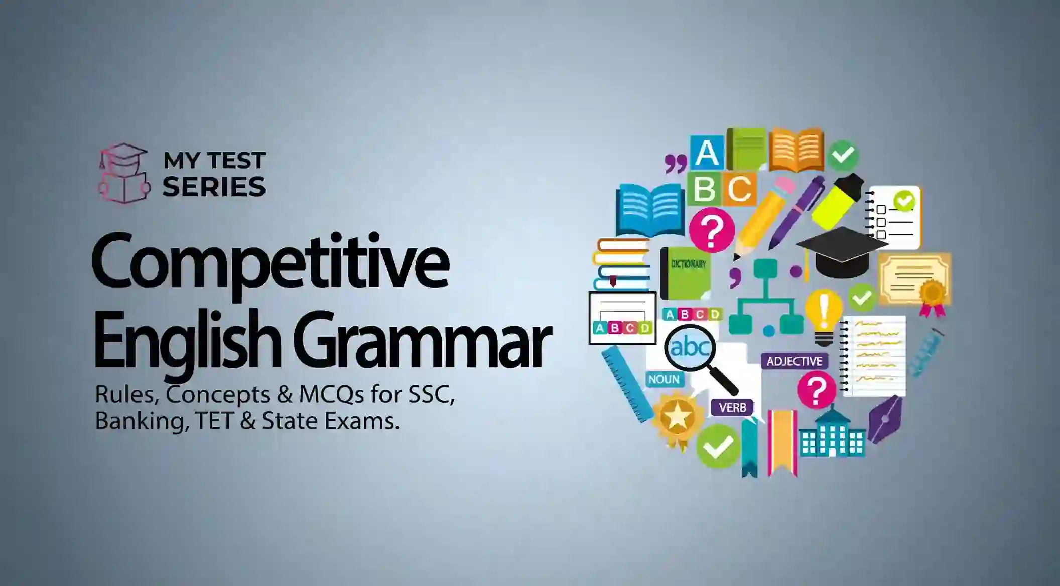 Competitive English Grammar rules concepts and MCQs for SSC Banking TET State Exams by My Test Series