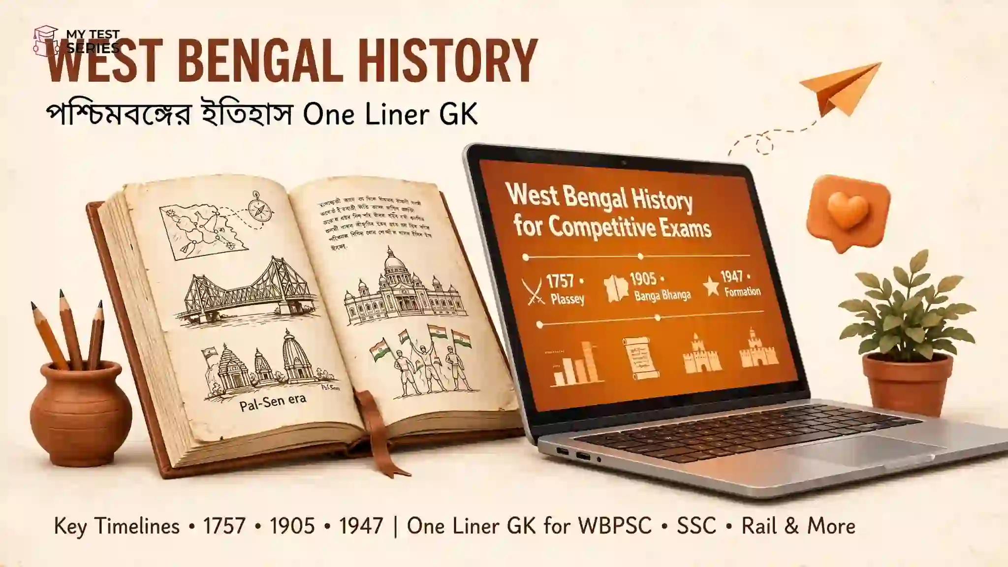 পশ্চিমবঙ্গের ইতিহাস One Liner GK | West Bengal History Bengali West Bengal History One Liner GK - পশ্চিমবঙ্গের ইতিহাস - Pal Sen Plassey Banga Bhanga 1947